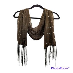 Sheer dark green rhinestone scarf